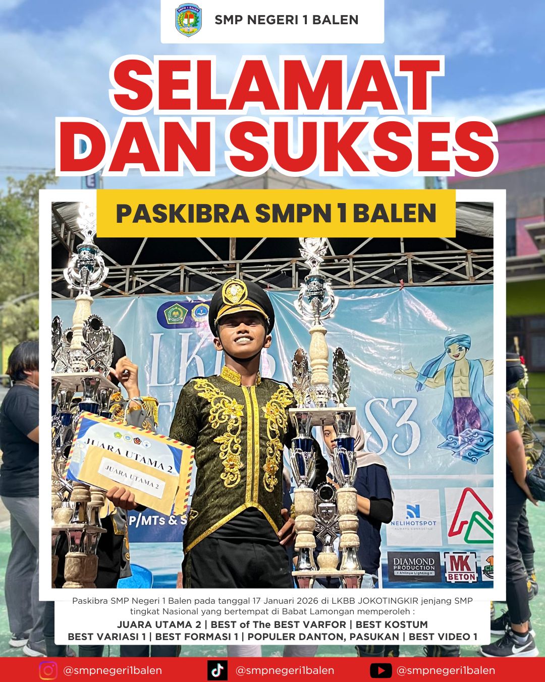 SMP Negeri 1 Balen Raih Berbagai Prestasi pada LKBB JOKOTINGKIR Tingkat Nasional Jenjang SMP Tahun 2026